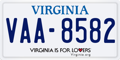 VA license plate VAA8582