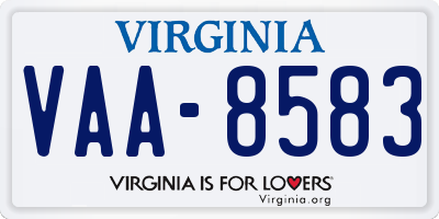 VA license plate VAA8583