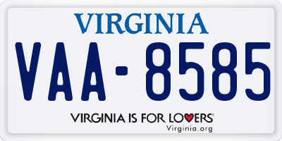 VA license plate VAA8585