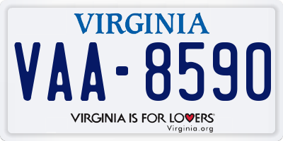 VA license plate VAA8590