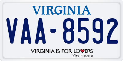 VA license plate VAA8592