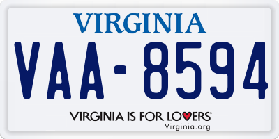 VA license plate VAA8594