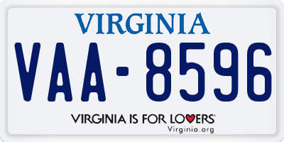 VA license plate VAA8596