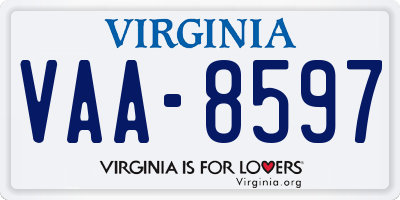 VA license plate VAA8597