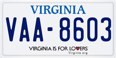 VA license plate VAA8603