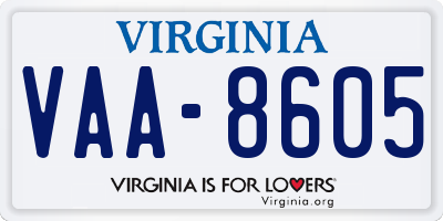 VA license plate VAA8605