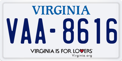 VA license plate VAA8616