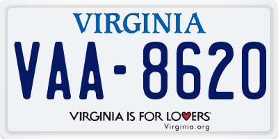 VA license plate VAA8620