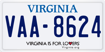 VA license plate VAA8624