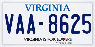 VA license plate VAA8625