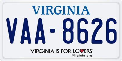 VA license plate VAA8626