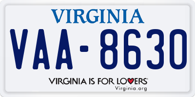 VA license plate VAA8630