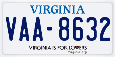 VA license plate VAA8632