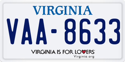 VA license plate VAA8633
