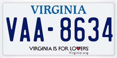 VA license plate VAA8634