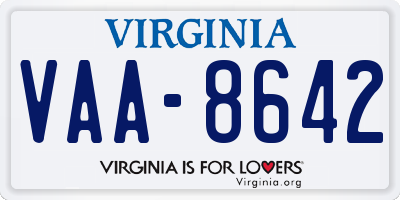 VA license plate VAA8642