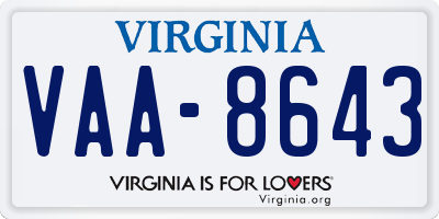 VA license plate VAA8643