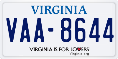 VA license plate VAA8644