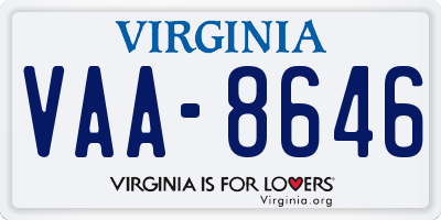 VA license plate VAA8646