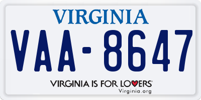 VA license plate VAA8647