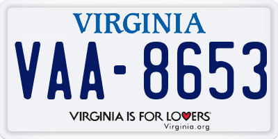 VA license plate VAA8653