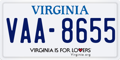 VA license plate VAA8655