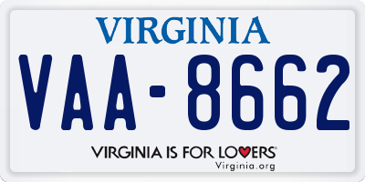 VA license plate VAA8662