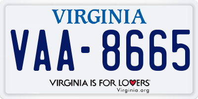 VA license plate VAA8665