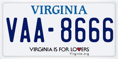 VA license plate VAA8666