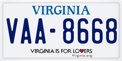 VA license plate VAA8668