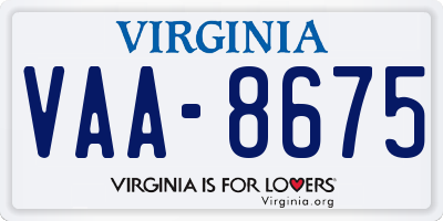 VA license plate VAA8675