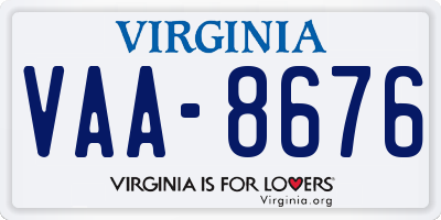 VA license plate VAA8676