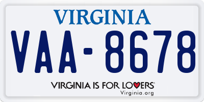 VA license plate VAA8678