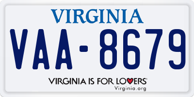 VA license plate VAA8679