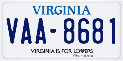 VA license plate VAA8681