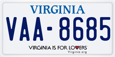 VA license plate VAA8685