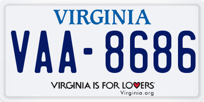 VA license plate VAA8686