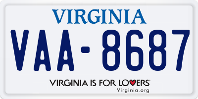 VA license plate VAA8687