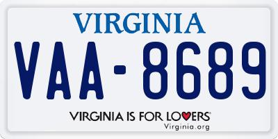 VA license plate VAA8689