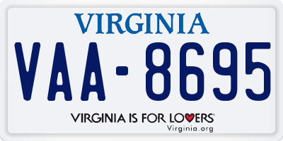 VA license plate VAA8695