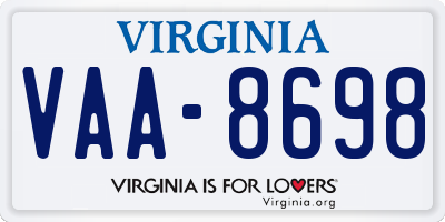 VA license plate VAA8698