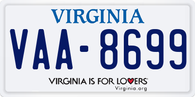 VA license plate VAA8699