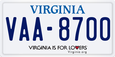 VA license plate VAA8700