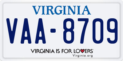 VA license plate VAA8709