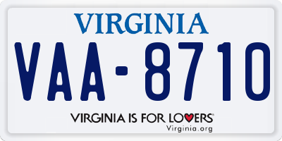 VA license plate VAA8710