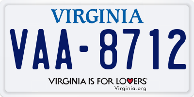 VA license plate VAA8712