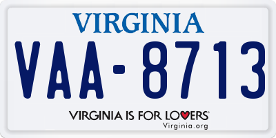 VA license plate VAA8713