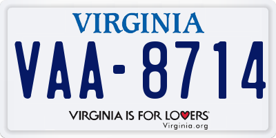 VA license plate VAA8714