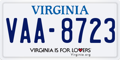 VA license plate VAA8723