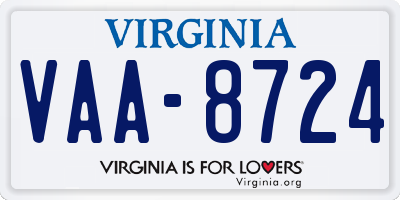 VA license plate VAA8724